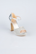 Party-Schuhe Steinbesetzt Silber MJ2228