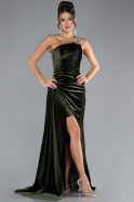 Khaki Abendkleid Samt Lang ABU3365