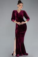 Abendkleid Lang Samt Weinrot ABU4374