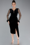 Partykleid Midi Samt Schwarz ABK2168