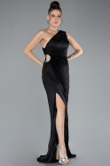 Abendkleid Lang Satin Schwarz ABU4393