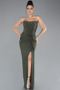 Khaki Abendkleid Lang ABU3977