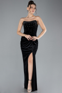 Abendkleid Lang Samt Schwarz ABU4405