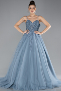 Designer Abendkleid Lang Grau-Indigo ABU4486