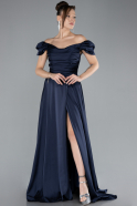 Abschlusskleid Lang Satin Marineblau ABU4508