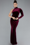 Abendkleid Lang Samt Weinrot ABU4523