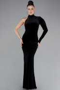 Abendkleid Lang Samt Schwarz ABU4523