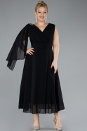 Partykleid in Übergröße Midi Chiffon Schwarz ABK2195