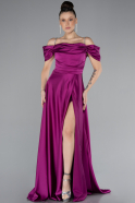 Abschlusskleid Lang Satin Fuchsie ABU4531