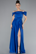 Abschlusskleid Lang Satin Sächsischblau ABU4531