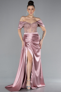 Puder Abendkleid Satin Lang ABU4424