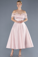 Abendkleid Midi Satin Puder ABK2217