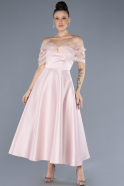 Abendkleid Midi Satin Puder ABK2217