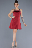 Partykleid Kurz Satin Weinrot ABK2225