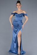 Abschlusskleid Lang Satin Indigo ABU4582