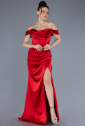 Abschlusskleid Lang Satin Rot ABU4582