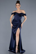 Abschlusskleid Lang Satin Marineblau ABU4582