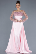 Abendkleid Lang Satin Puder ABU4583