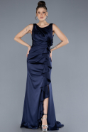 Standesamtkleid Lang Satin Marineblau ABU4624