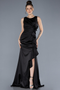 Standesamtkleid Lang Satin Schwarz ABU4624