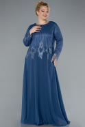 Abendkleid in Übergröße Lang Chiffon Indigo ABU4631