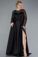 Brautkleid In Übergröße Lang Satin Schwarz ABU4639