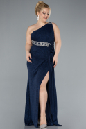 Abendkleid in Übergröße Lang Marineblau ABU4601