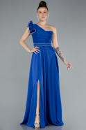 Abendkleid Lang Satin Sächsischblau ABU4658