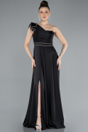 Abendkleid Lang Satin Schwarz ABU4658