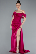 Abschlusskleid Lang Satin Fuchsie ABU4659