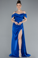 Abschlusskleid Lang Satin Sächsischblau ABU4659