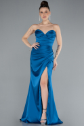 Abschlusskleid Lang Satin Petrolblau ABU4663