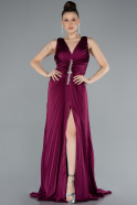 Abschlusskleid Lang Satin Pflaume ABU4669