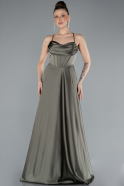 Abschlusskleid Lang Satin Khaki ABU4684