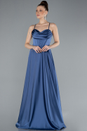 Abschlusskleid Lang Satin Indigo ABU4684