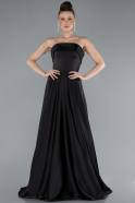 Abschlusskleid Lang Satin Schwarz ABU4685