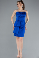 Partykleid Kurz Satin Sächsischblau ABK2266