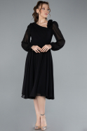 Abendkleid Midi Chiffon Schwarz ABK2268