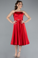 Partykleid Midi Satin Rot ABK2269