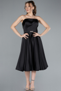 Partykleid Midi Satin Schwarz ABK2269