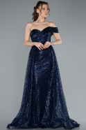 Abendkleid Lang Marineblau ABU4691