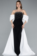 Abendkleid Lang Schwarz-Weiß ABU4701