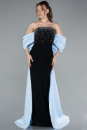 Abendkleid Lang Schwarz-Blau ABU4701