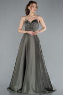 Abschlusskleid Lang Satin Khaki ABU4702