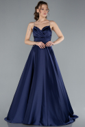 Abschlusskleid Lang Satin Marineblau ABU4702