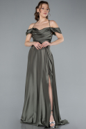 Abschlusskleid Lang Satin Khaki ABU4703