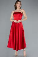 Abendkleid Midi Satin Rot ABK2275