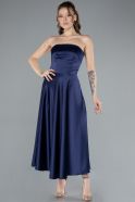 Abendkleid Midi Satin Marineblau ABK2275