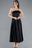 Abendkleid Midi Satin Schwarz ABK2275