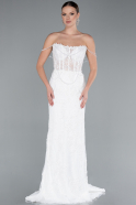Hochzeitskleider Lang Spitze Weiß ABG035